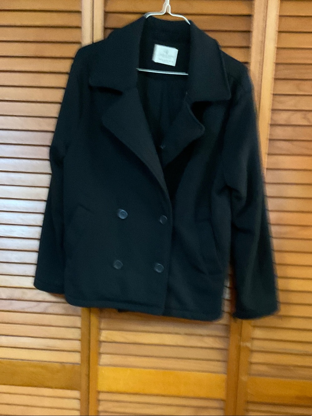 Classic Black Double-Breasted Pea Coat - Unbranded